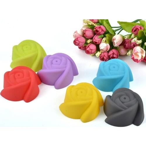 Home Baking Tool 5cm Rose Flower Cake Pudding Mold Food Grade Silicone Cake Mold Cupcake Mould LX8245