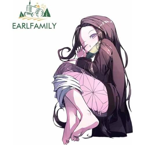 EARLFAMILY 13cm x 8.2cm For Kamado Nezuko Trunk Creative Car Stickers Creative Decal Bumper DIY Custom Printing Decoration