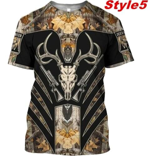 Camo Hunting deer 3D Animal Print men/women t shirt Harajuku vintage O-neck short-sleeve Summer streetwear t-shirts ropa hombre