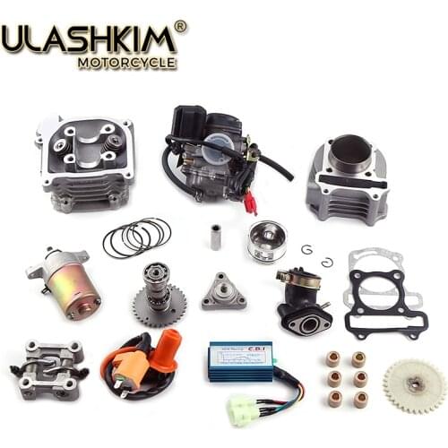 GY6 50/60/80cc upgrade GY6 100cc QMB139 4 STROKE bore 50MM CYLINDER KIT Head Racing Camshaft Rollers Oil Gear Rings Arms Assemly