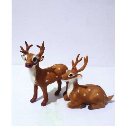 Simulation sika deer toy hard model plastic&real furs deer craft home decoration chirstmas gift h2980