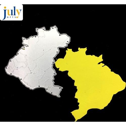 Julyarts Brazil Map Frame Metal Cutting Dies Stencils For DIY Scrapbooking Decorative Embossing Handcraft Die Cutting Template