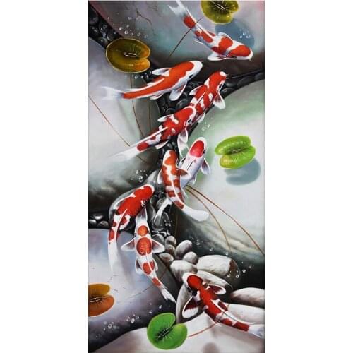 Animal Fish Diamond Painting Hallway Pond Carp Round Full Drill Nouveaute DIY Mosaic Embroidery 5D Cross Stitch Home Decor