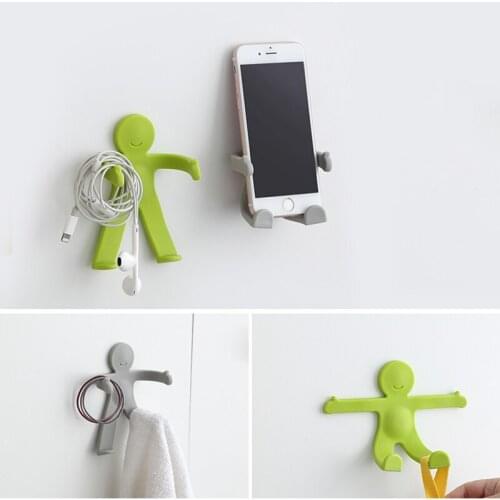 Creative Bathroom Kitchen Supplies Multi-function Bathroom Traceless Hook Toothbrush Racks Villain Modeling Hook