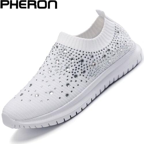 Fashion Bling Sneakers Women Sock Shoes Summer Sneakers For Woman Casual Shoes Ladies Slip On Flats Shoes Female Vulcanize Shoes