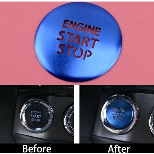 Engine Start Stop Push Button Switch Cover Car Cap Decor Aluminium Alloy Blue Fit For Toyota Tacoma 2016 2017 2018 2019 2020