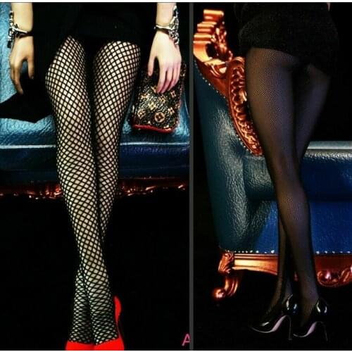 Custom 1/6 scale girl young lady 1/6 Scale Feeltoys FT011 Long Fishnet Socks Ultra-thin Elastic Black Stockings Figure