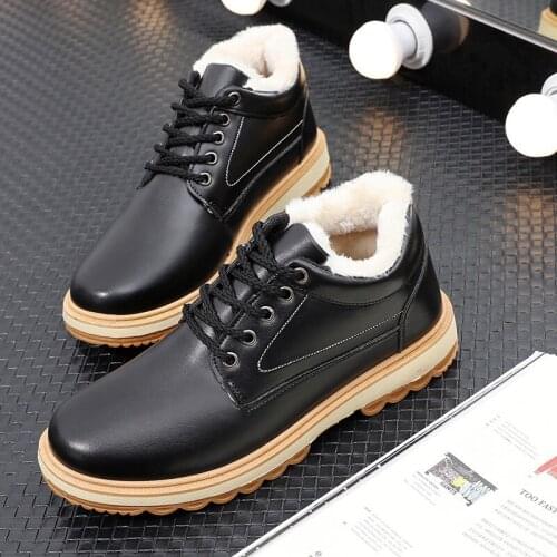 2020 autumn and winter new mens snow boots leather thick mens rubber boots warm non-slip waterproof boots retro style boots