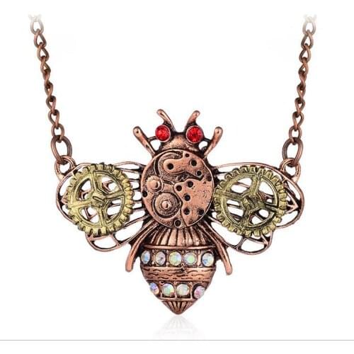 New Steampunk Heart-shaped Mechanical Gear Necklace Retro Insect owl Clavicle Necklace