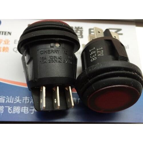 Original new 100% large current circular with red light 6pin 3gear waterproof dust boat type switch 10A250V