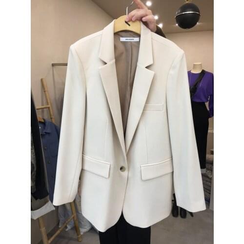 Autumn Womens British Style Design Sense One Button Thin Pure White Suit Jacket Office Casual Blazer куртка женская