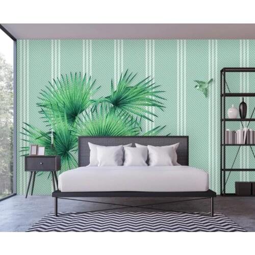 Custom any wallpaper Small fresh hand painted watercolor tropical leaves TV background wall living room bedroom 3d wallpaper