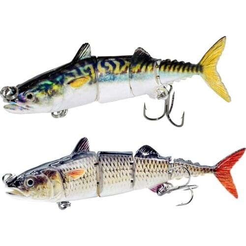 6inch 4 Section Tuna Fishing Lure Swimbait Crankbait Bait with Two Hooks Vivid Fish Pesca Tackle Pike Bass Muskie Lures