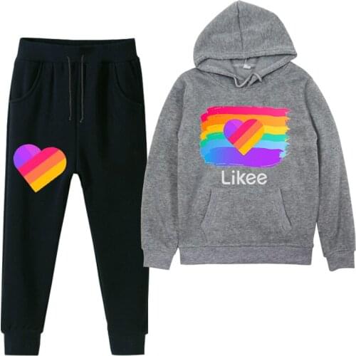 Russia Likee Video App Tracksuit Men LIKEE Clothes Hoodie Sweatpants Pullover Sets Harajuku Male Slim Winter Hip Hop Sweat Suits