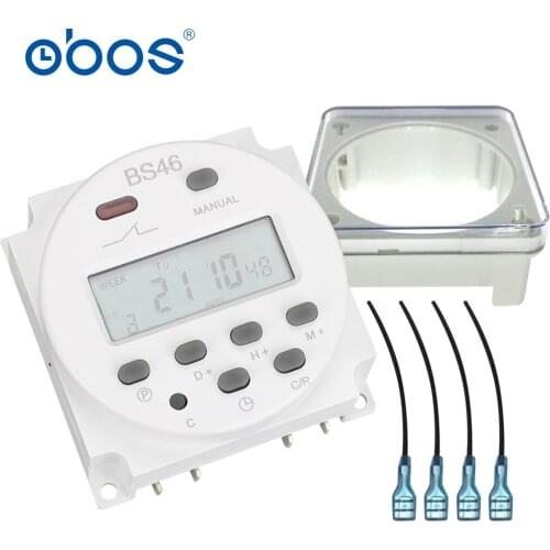 Samll light power outage memory digital timer microcomputer timer switch weekly timer with 16times on/off dustproof shell 4 wire