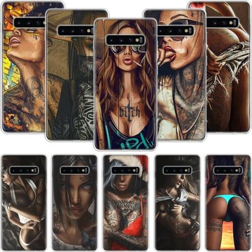Sexy Sleeve Tattoo Girls Cool Phone Case For Samsung Galaxy A51 A71 A70 A50 A40 A30 A20E A10 A01 A21 A41 A20S A6 A7 A8 A9 Coque