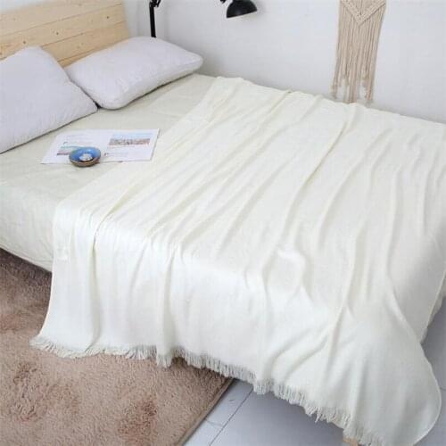 Super Sot Bamboo Fiber Kids Sleeping Blanket Children Adult Summer Blanket With Tassel Home Textile Room Baby Blanket 150x200cm