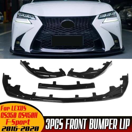 Carbon Fiber Look/Black Car Front Bumper Splitter Lip Diffuser Spoiler Protector Cover For LEXUS GS350 GS450H F-Sport 2016-2020