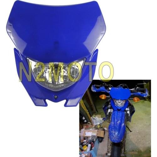 Blue Universal Motorcycle Headlight Dirt Bike MX Enduro Head Light for Yamaha WR TTR YZ YZF 250 450 H4 12V 35W