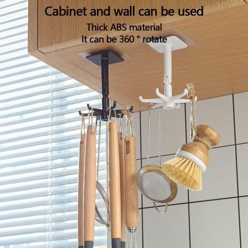 Home Punch-free Multi-Purpose Hooks 360 Degree Rotatable Kitchen Hook Home Storage Accessories Hanger Kitchen Storage