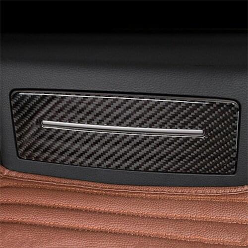 Carbon Fiber Interior Decoration Rear Cigarette Lighter Pannel Frame Cover Trim Stickers for AUDI Q7 SQ7 4M 2016-2019 Car Decals