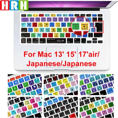 HRH Japanese Functional Hotkeys Shortcuts Silicone Keyboard Cover Skin Protector For Macbook Air Pro Retina 13"15"17"A1452 A1502
