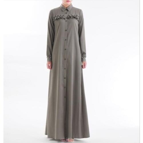 Arabian Costume New Vestidos Hijab Womens Muslim Dress Plus Size Abaya Muslim Tunics Turkish Long Shirt Beaded Cotton Coat Robe