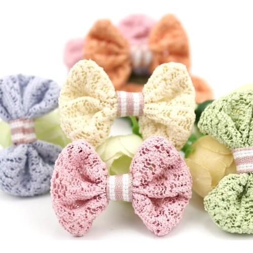 20Pcs 3*4cm Handmade Lace Fabric Bowknot Appliques For Baby Headwear Hairpin Crafts Decor Clothes Patches Ornaments Accessories