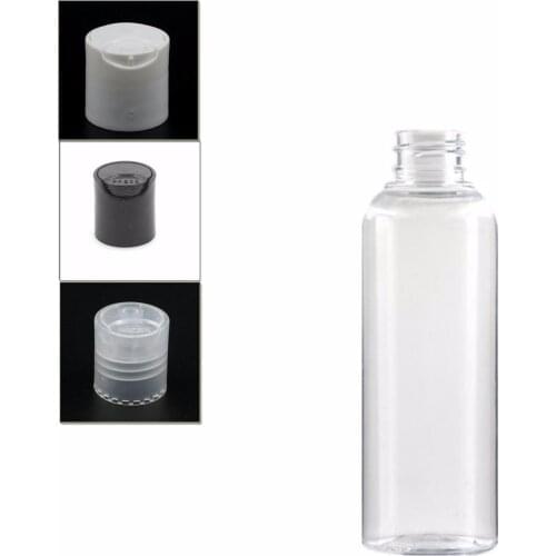200ml empty Dispensing Caps Plastic Bottles, clear PET bottle with black disc top cap
