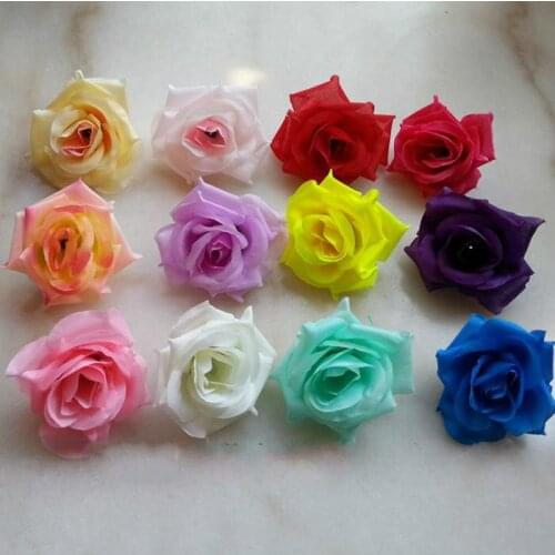 7.5cm Artificial Flowers Roses Artificial Silk Roses Heads Decorative DIY Wedding Gift Wreath Collage Craft 50Pcs/lot 13 Colors