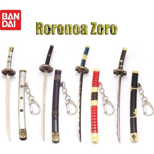 ONE PIECE Roronoa Zoro Sword Keychains Accessories Buckle with Toolholder Scabbard Katana Sabre Car Metal Key Chains Toys Gift