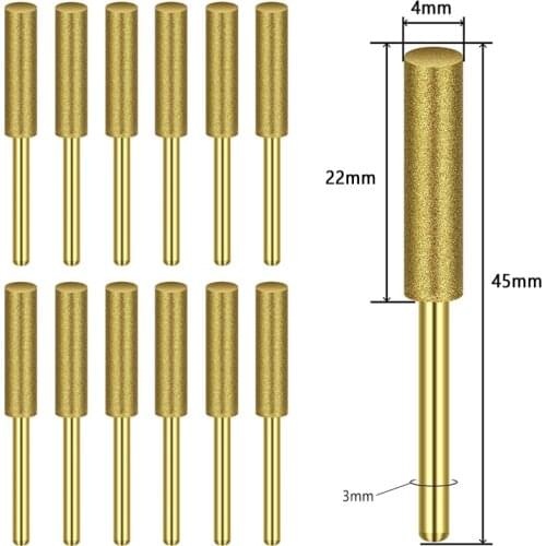 Gold Diamond Coated Cylindrical Burr 4mm Chainsaw Sharpener Stone File Chain Saw Sharpening Carving Grinding Tools Dropship