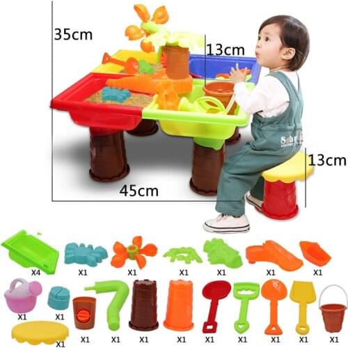 Baby Beach Game Toy Children Beach Table Play Water Sand Toys Set Dredging Tools Kids Summer Outdoor Sandpit Games Toys