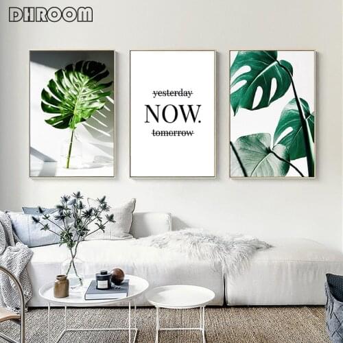DHROOM Nordic Canvas Painting Modern Prints Plant Leaf Art Posters Prints Green Art Wall Pictures Living Room Unframed Poster