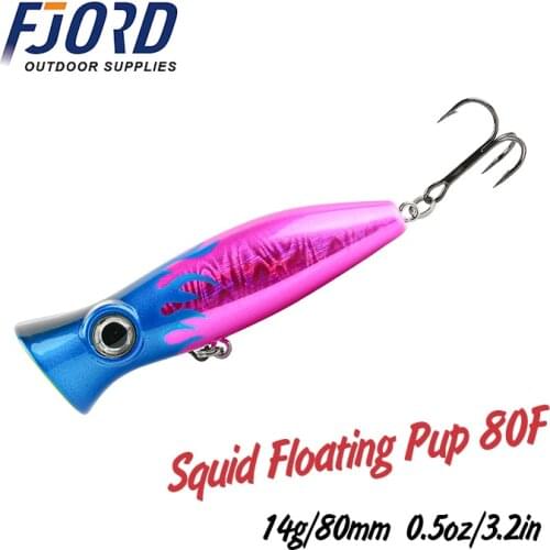 FJORD New Product 6 color Popper Fishing Lures Weights 80mm 14g Topwater Lure Whopper Popper Saltwater Lures Fake Bait