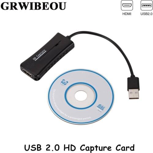 Grwibeou Video Capture Card USB 2.0 60hz HDMI Video Grabber Record Box for PS4 Game DVD Camcorder Camera Recording Live Stream