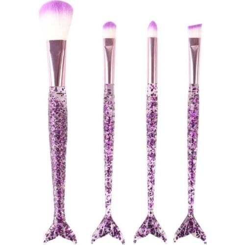 New 4Pcs Mermaid Makeup Brush Fishtail Set Face Beauty Tool