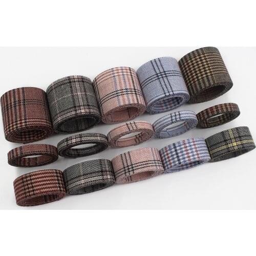 L-20918-1027,Multi-size Shirt tie check cloth Double-sided Ribbon, Diy Handmade Bow Hair Ornament ribbon Fabric webbing