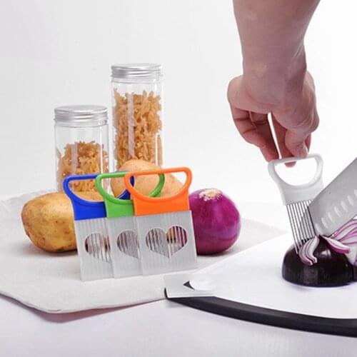 Stainless Steel Onion Needle Cutting Onion Rings Artifact Fruit and Vegetable Handguard Slicer Kitchen Gadgets