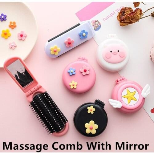 Massage Comb With Mirror Hair Curl hairdresser Magic Perm Wave Straight Beauty Comb Hair styling tools Rainbow Volume Brush