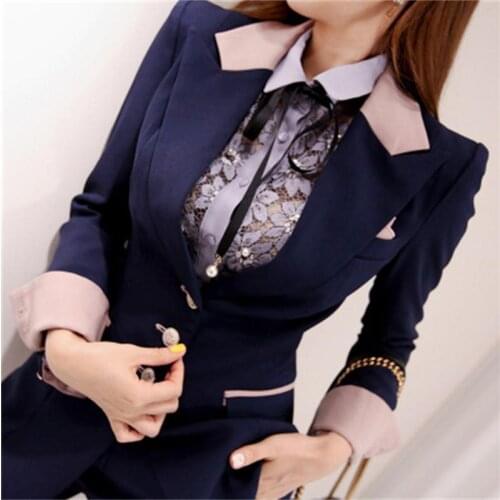 Fashion pant suit women Work clothes spring fall New blue Leisure OL professiona Business suit + pant two-piece suit suit women