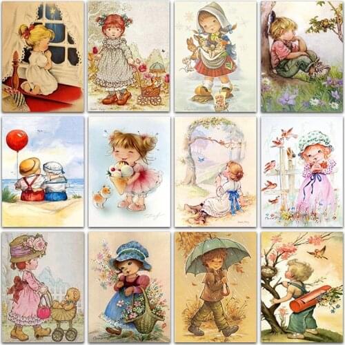 5D Diamond Painting Kit Cartoon little girl boy Couple Full Square&Round Diamond embroidery Cross stitch Diamond mosaic Paint