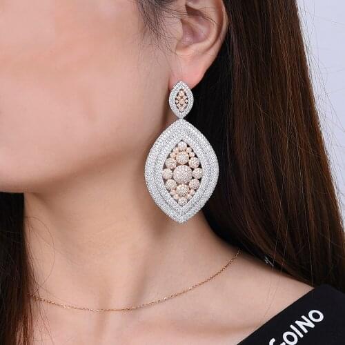 LARRAURI New Atmospheric Imitation Cubic Zirconia Statement Earrings Pendant Earrings Womens Accessories Waterdrops Pendant