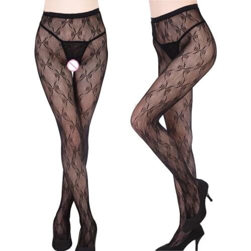 New design mesh Women Stockings Female Sexy Stockings Fishnet Tights Pantyhose bow printed Latin Dance Tight sexy lingerie 019
