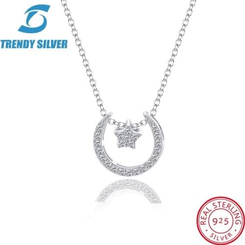925 sterling silver necklace chain for women woman rose gold plated pendant jewelry pave CZ