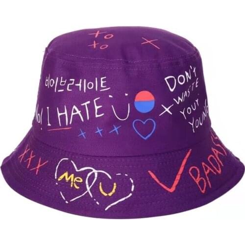 2021 New Unisex Harajuku Bucket Hat Graffiti Letter Women Men Fishing Fisherman Hat Summer Outdoor Panama Hip Hop Cap Feminino