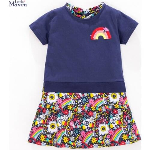 Frocks for Girls 2021 Summer Baby Girl Clothes Toddler Cotton Rainbow Sequined Vestiods Casual Dress for Kids 2-7 Years