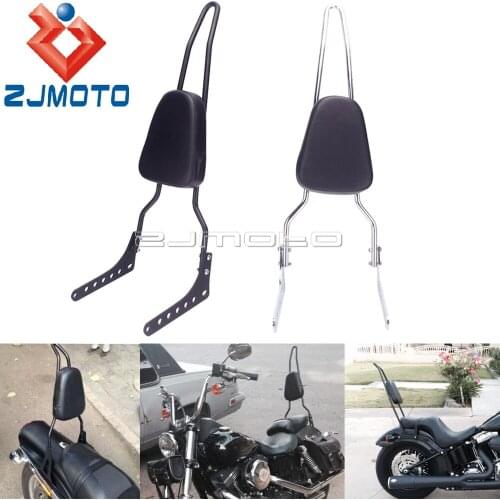 Motorcycle Tall Sissy Bar Backrest Passenger Back Rest Cushion Pad For Harley Softail Street Bob FXBB FLDE FLSL FLHC 2018-20