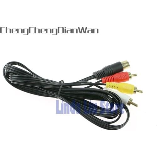 ChengChengDianWan Durable 1.8M 6ft Audio Video AV Cable For Sega For Saturn SS A/V RCA Connection Cord Feet Nicket 10pcs/lot