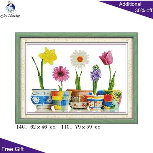 Joy Sunday Colorful Flowers Home Decor H217 14CT 11CT Stamped and Counted Home Blessings Colorful Life Flowers Cross Stitch Kits